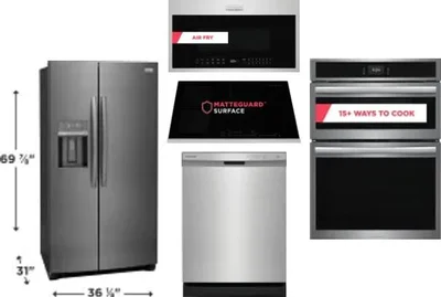 5 Piece Package Includes Refrigerator, Cooktop, Wall Oven, Microwave And Dishwasher