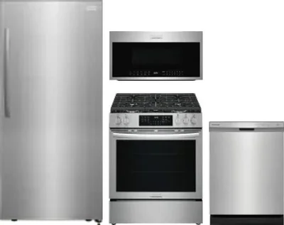 4 Piece Package Includes Refrigerator, Range, Microwave And Dishwasher