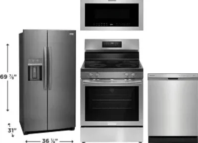 4 Piece Package Includes Refrigerator, Range, Microwave And Dishwasher