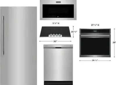 5 Piece Package Includes Refrigerator, Cooktop, Wall Oven, Microwave And Dishwasher