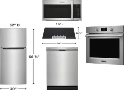 5 Piece Package Includes Refrigerator, Cooktop, Wall Oven, Microwave And Dishwasher