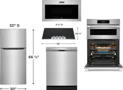5 Piece Package Includes Refrigerator, Cooktop, Wall Oven, Microwave And Dishwasher