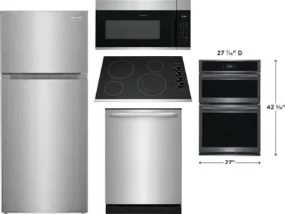 5 Piece Package Includes Refrigerator, Cooktop, Wall Oven, Microwave And Dishwasher