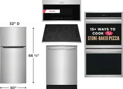5 Piece Package Includes Refrigerator, Cooktop, Wall Oven, Microwave And Dishwasher