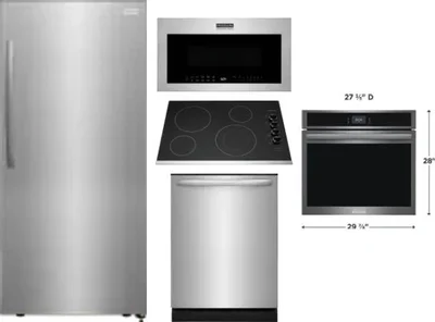 5 Piece Package Includes Refrigerator, Cooktop, Wall Oven, Microwave And Dishwasher