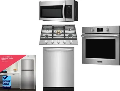 5 Piece Package Includes Refrigerator, Cooktop, Wall Oven, Microwave And Dishwasher