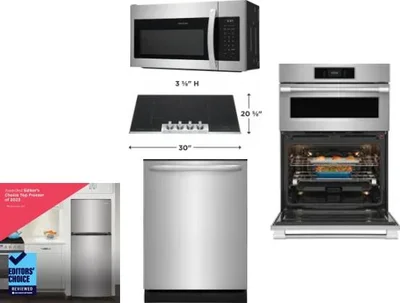 5 Piece Package Includes Refrigerator, Cooktop, Wall Oven, Microwave And Dishwasher
