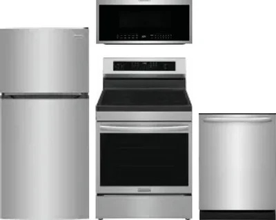4 Piece Package Includes Refrigerator, Range, Microwave And Dishwasher