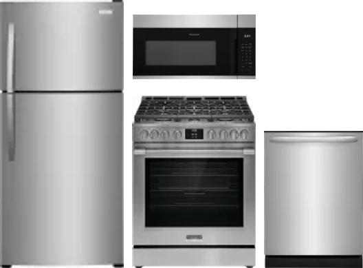 4 Piece Package Includes Refrigerator, Range, Microwave And Dishwasher