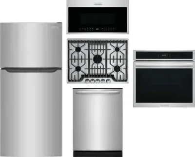 5 Piece Package Includes Refrigerator, Cooktop, Wall Oven, Microwave And Dishwasher