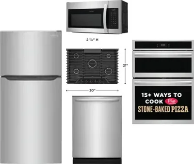 5 Piece Package Includes Refrigerator, Cooktop, Wall Oven, Microwave And Dishwasher