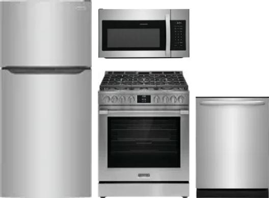 4 Piece Package Includes Refrigerator, Range, Microwave And Dishwasher