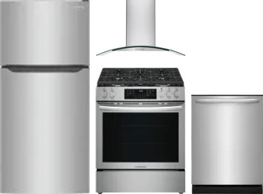4 Piece Package Includes Refrigerator, Range, Hood And Dishwasher