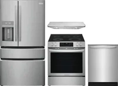 4 Piece Package Includes Refrigerator, Range, Hood And Dishwasher