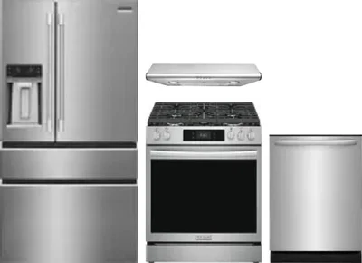 4 Piece Package Includes Refrigerator, Range, Hood And Dishwasher