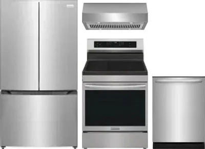 4 Piece Package Includes Refrigerator, Range, Hood And Dishwasher