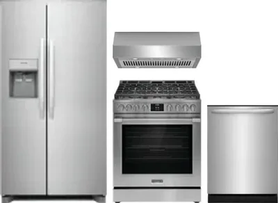 4 Piece Package Includes Refrigerator, Range, Hood And Dishwasher