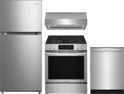4 Piece Package Includes Refrigerator, Range, Hood And Dishwasher