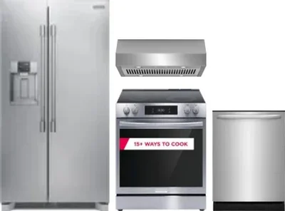 4 Piece Package Includes Refrigerator, Range, Hood And Dishwasher