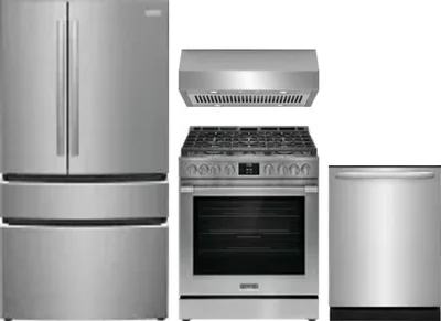 4 Piece Package Includes Refrigerator, Range, Hood And Dishwasher
