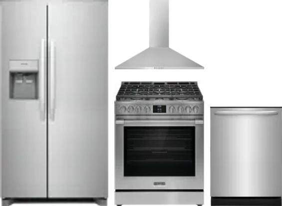 4 Piece Package Includes Refrigerator, Range, Hood And Dishwasher