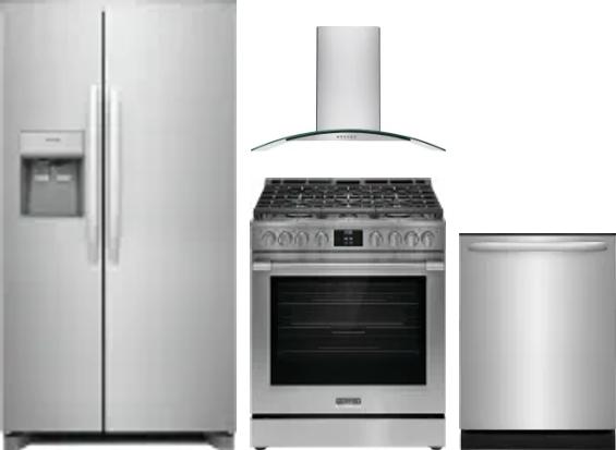 4 Piece Package Includes Refrigerator, Range, Hood And Dishwasher