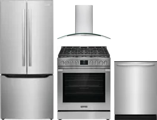 4 Piece Package Includes Refrigerator, Range, Hood And Dishwasher