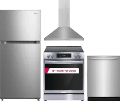 4 Piece Package Includes Refrigerator, Range, Hood And Dishwasher