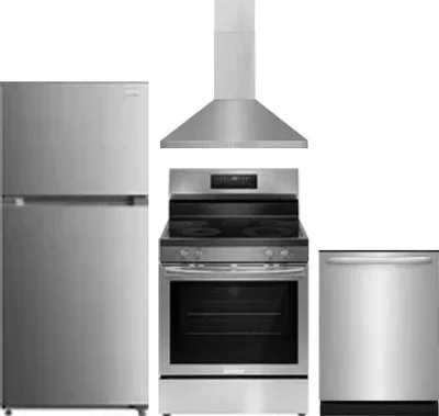 4 Piece Package Includes Refrigerator, Range, Hood And Dishwasher