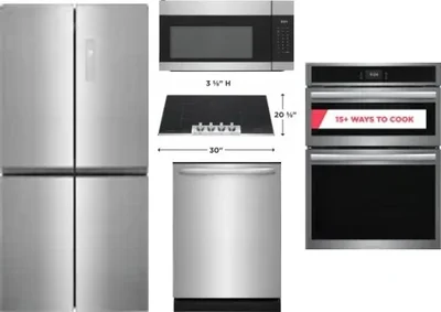 5 Piece Package Includes Refrigerator, Cooktop, Wall Oven, Microwave And Dishwasher