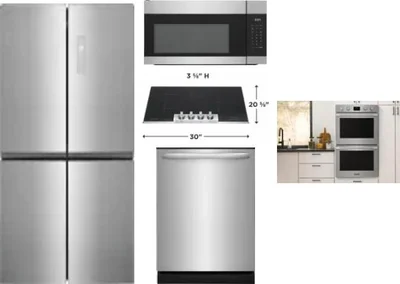 5 Piece Package Includes Refrigerator, Cooktop, Wall Oven, Microwave And Dishwasher