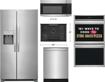 5 Piece Package Includes Refrigerator, Cooktop, Wall Oven, Microwave And Dishwasher