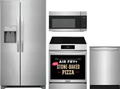 4 Piece Package Includes Refrigerator, Range, Microwave And Dishwasher
