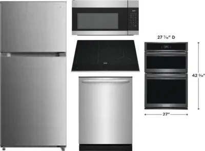 5 Piece Package Includes Refrigerator, Cooktop, Wall Oven, Microwave And Dishwasher