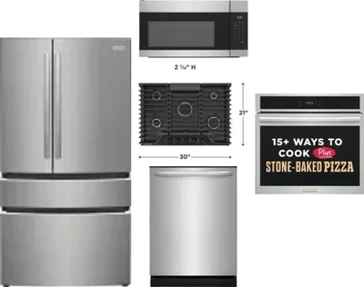 5 Piece Package Includes Refrigerator, Cooktop, Wall Oven, Microwave And Dishwasher