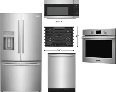 5 Piece Package Includes Refrigerator, Cooktop, Wall Oven, Microwave And Dishwasher