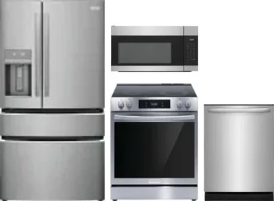 4 Piece Package Includes Refrigerator, Range, Microwave And Dishwasher