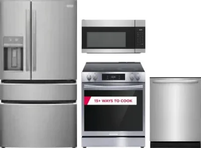 4 Piece Package Includes Refrigerator, Range, Microwave And Dishwasher