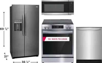 4 Piece Package Includes Refrigerator, Range, Microwave And Dishwasher