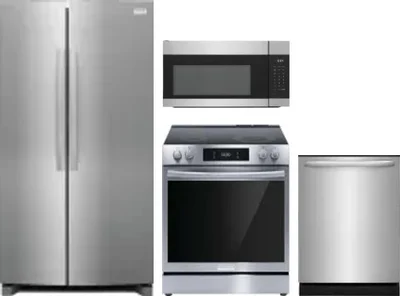 4 Piece Package Includes Refrigerator, Range, Microwave And Dishwasher