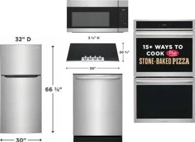 5 Piece Package Includes Refrigerator, Cooktop, Wall Oven, Microwave And Dishwasher