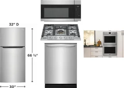 5 Piece Package Includes Refrigerator, Cooktop, Wall Oven, Microwave And Dishwasher