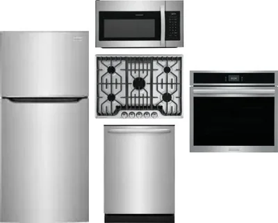 5 Piece Package Includes Refrigerator, Cooktop, Wall Oven, Microwave And Dishwasher