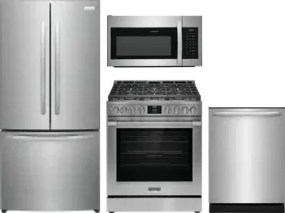 4 Piece Package Includes Refrigerator, Range, Microwave And Dishwasher