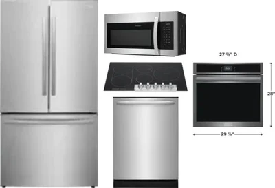 5 Piece Package Includes Refrigerator, Cooktop, Wall Oven, Microwave And Dishwasher