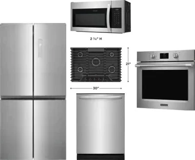 5 Piece Package Includes Refrigerator, Cooktop, Wall Oven, Microwave And Dishwasher
