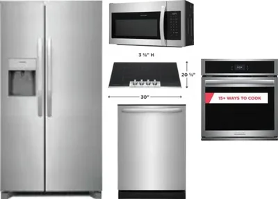 5 Piece Package Includes Refrigerator, Cooktop, Wall Oven, Microwave And Dishwasher