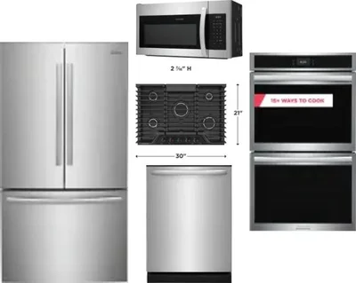 5 Piece Package Includes Refrigerator, Cooktop, Wall Oven, Microwave And Dishwasher