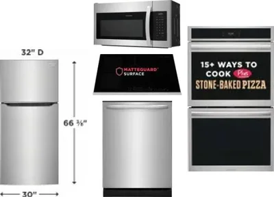 5 Piece Package Includes Refrigerator, Cooktop, Wall Oven, Microwave And Dishwasher