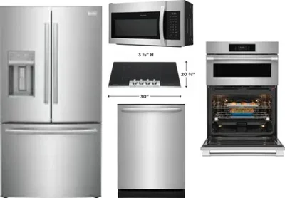5 Piece Package Includes Refrigerator, Cooktop, Wall Oven, Microwave And Dishwasher
